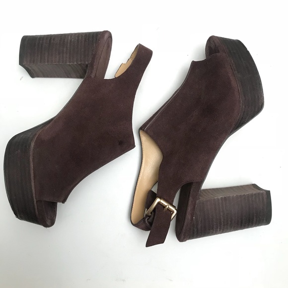MICHAEL KORS Brown Suede Chunky Platform Heels - Picture 6 of 8